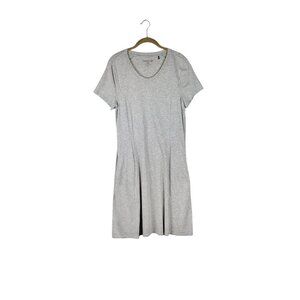 Toad & Co Windmere Dress Heather Gray Short Sleeve Mini Stripe Womens Size Large